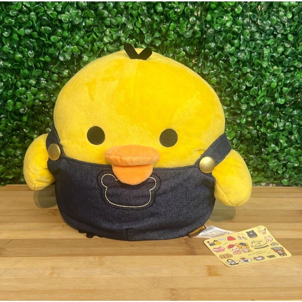 NWT SAN-X RILAKKUMA Kiiroitori in Denim Overalls Plush